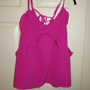 Charming Charlie Hot Purply Pink Ruffled Adjustable Strap Tank NWT